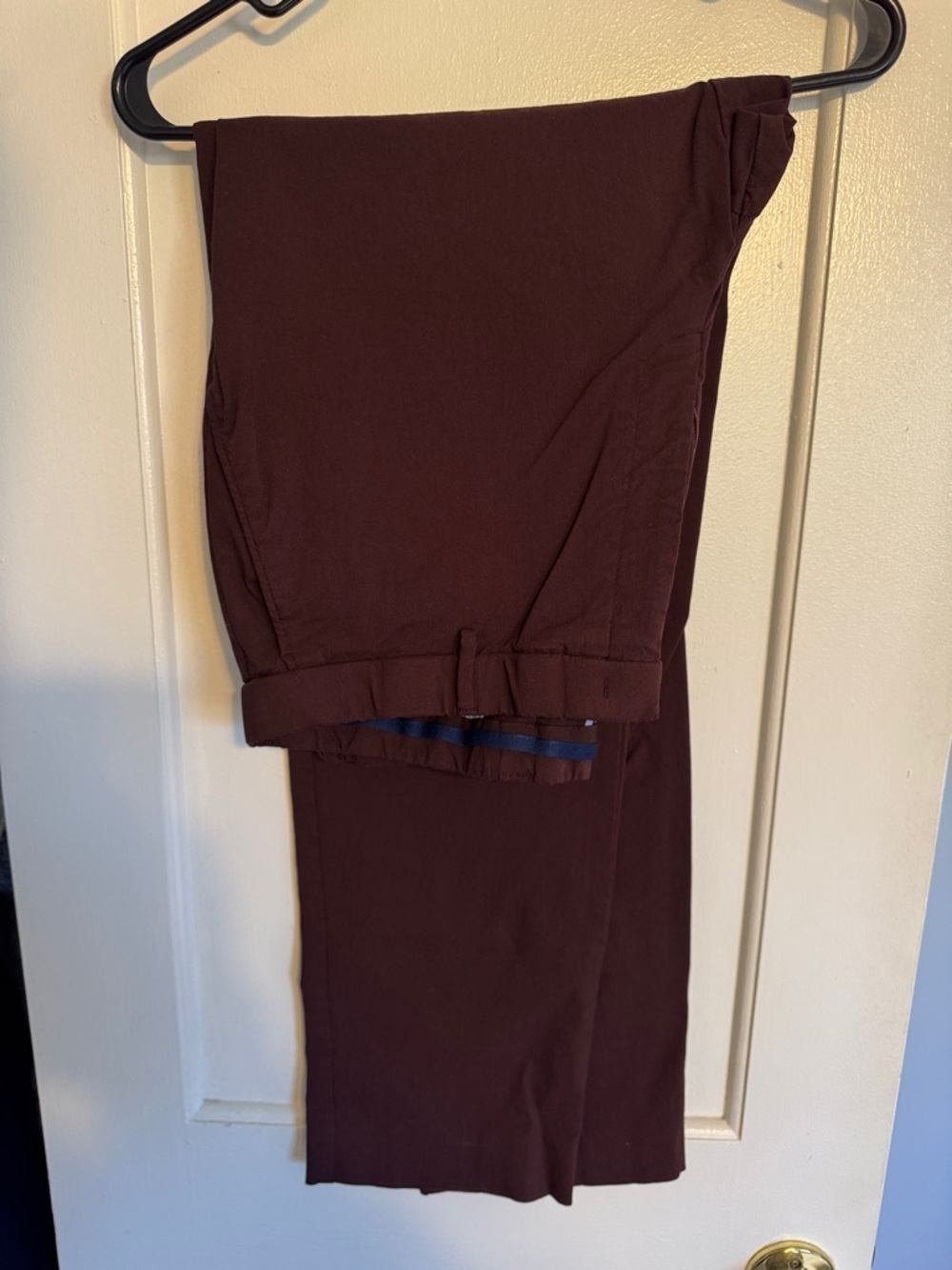 Tommy Hilfiger Men's Burgundy Dress Pants with Light Blue Lining